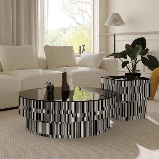 Coffee table living room household small apartment light luxury simple modern small side a few round table glass Italian minimalist coffee table