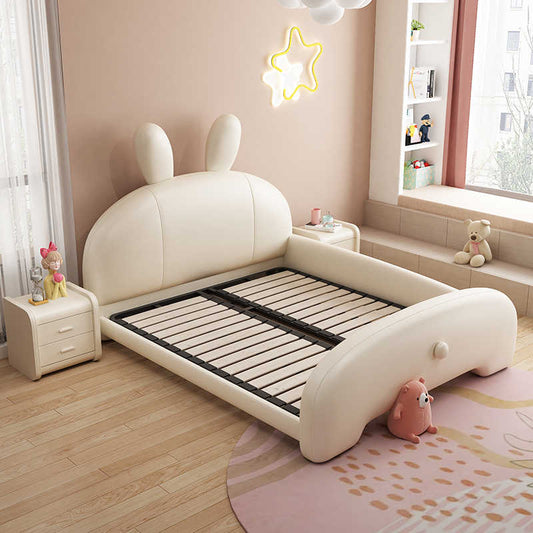 Children's bed Bunny bed Girl Princess Bed Cream soft bag Baby Small single bed with guardrail leather bed
