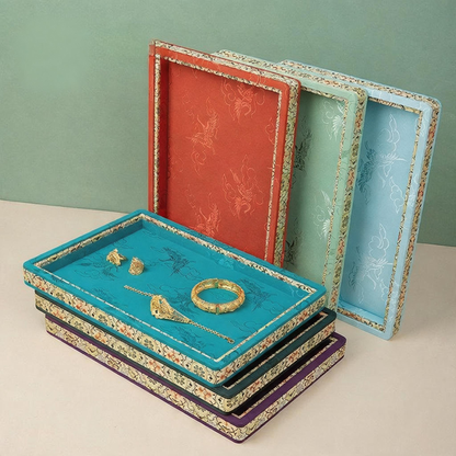 Jacquard Fabric Tray with Embossed Pattern for Jewelry and Tea Display