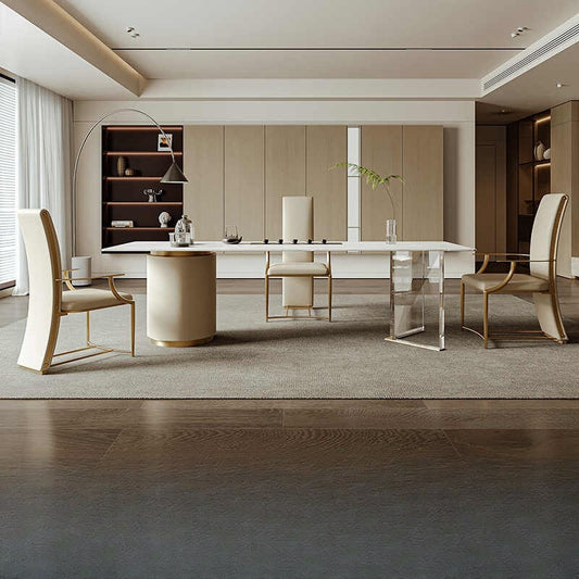 Light luxury rock plate tea table modern simple office tea table and chair combination of large high-end reception room large tea table