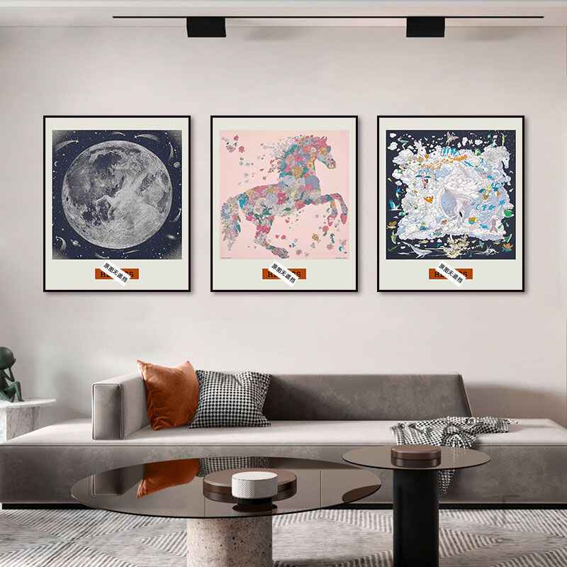 Love code silk scarf hanging painting light luxury high-end living room porch decorative painting European restaurant sofa background wall floor painting