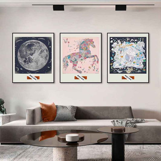 Love code silk scarf hanging painting light luxury high-end living room porch decorative painting European restaurant sofa background wall floor painting