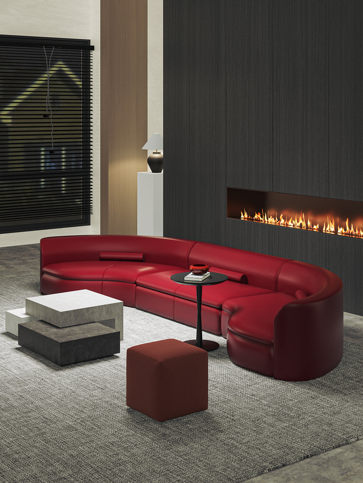 Italian light luxury creative curved corner semi-circle combination leather sofa living room high-grade reception size villa