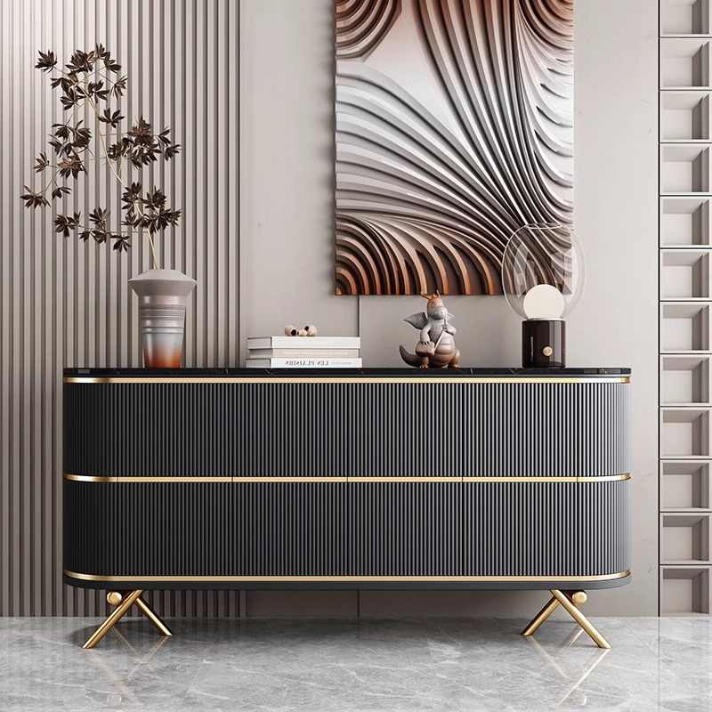 Italian minimalist rock panel side cabinet