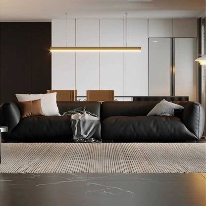 Italian minimalist leather puff sofa home small living room high-end retro