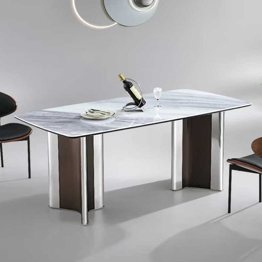 Luxury stone stainless steel table leg bracket middle high-end rock solid wood table leg frame marble rectangular table base