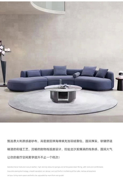Italian light luxury creative curved corner semi-circle combination leather sofa living room high-grade reception size villa