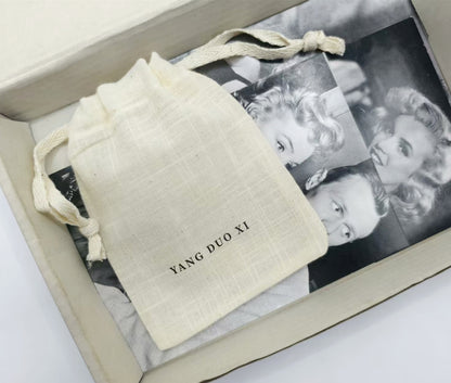 100PCS Custom Logo Cotton Jewelry Pouches, Personalized Drawstring Gift Bags