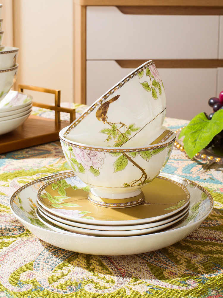Rice bowl home 12 with Chinese dish set Jingdezhen bone China tableware set ceramic