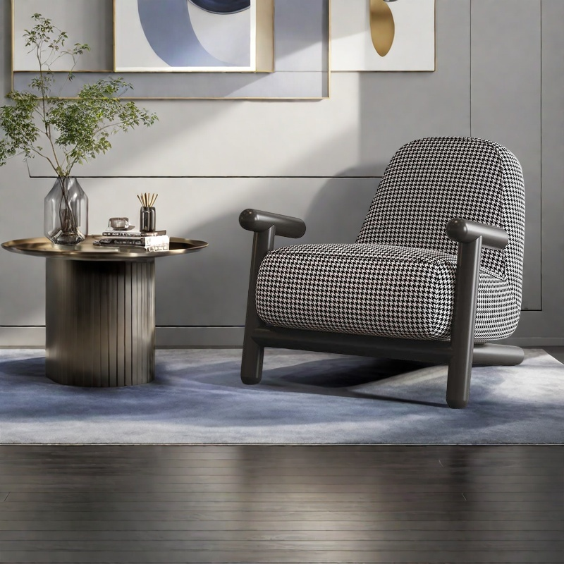 Italian net red creative simple single sofa chair light luxury minimalist living room thousand bird lattice leisure designer sofa chair