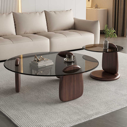 Tea table living room small household modern simple light luxury Nordic tea table network red circular creative glass tea table