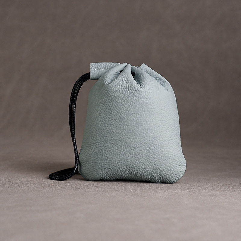 10pcs Top-Grain Leather Jewelry Pouch, Genuine Cowhide Drawstring Bag, Soft Anti-Scratch Storage, Gift Packaging