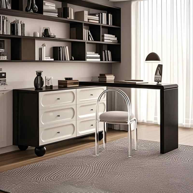 Retractable dressing table Solid wood black and white cream in ancient style baking paint bed tail bucket cabinet one bedroom simple makeup table