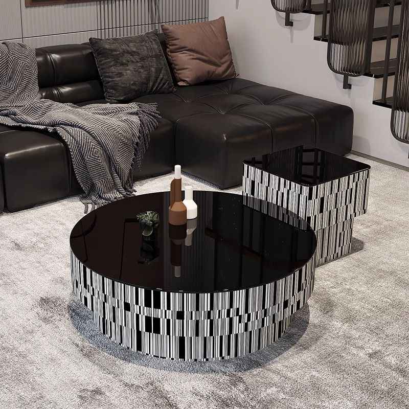 Coffee table living room household small apartment light luxury simple modern small side a few round table glass Italian minimalist coffee table