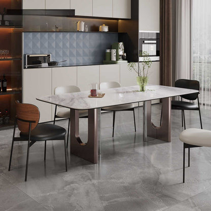 Light luxury stainless steel microcrystal full support table Italian high-end dining table villa designer dining table and chair combination