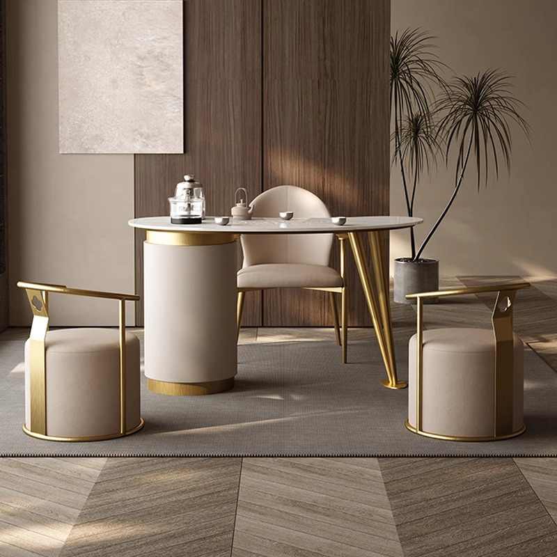 Light luxury rock panel tea table and chair combination balcony home kettle one modern simple high-end small apartment small tea table