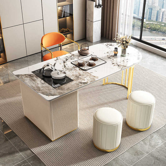 Tea table Light luxury rock panel tea table chair combination of small household modern simple automatic boiling water one office tea table
