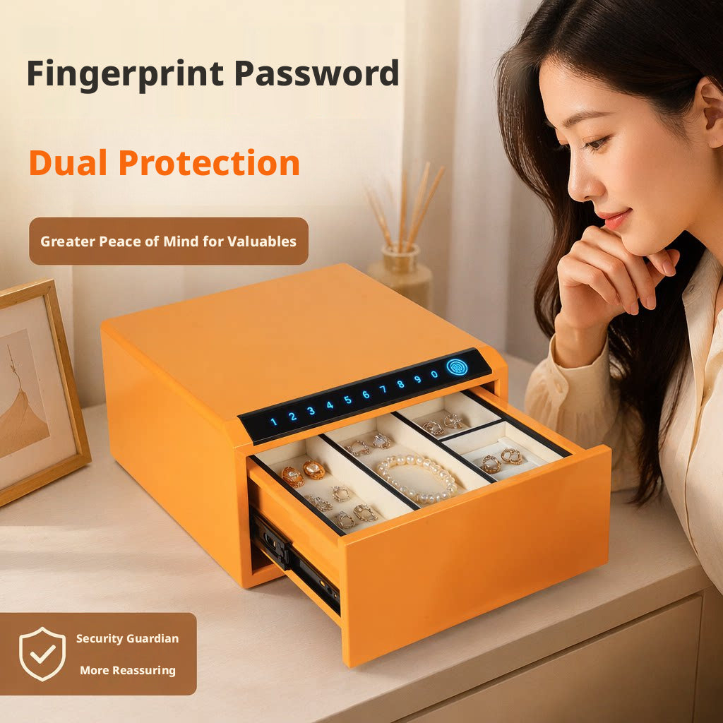 Jewelry Storage Safe, All-Steel Security Cabinet, Fingerprint Passcode Lock Box
