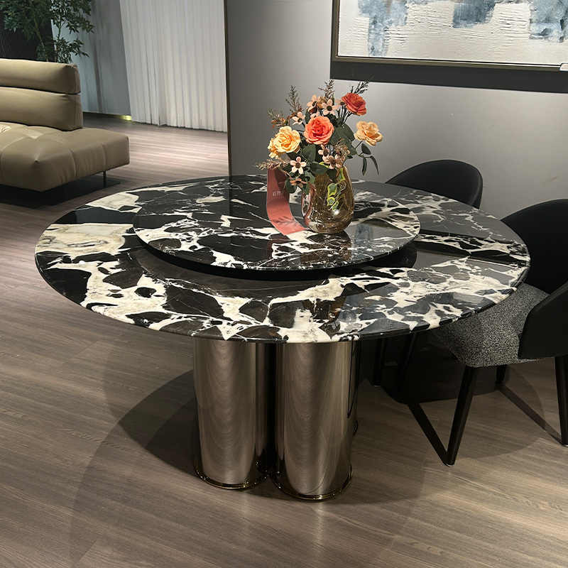 Italian light luxury Italian imported natural luxury stone Bulgari table Modern high-end villa custom home round table