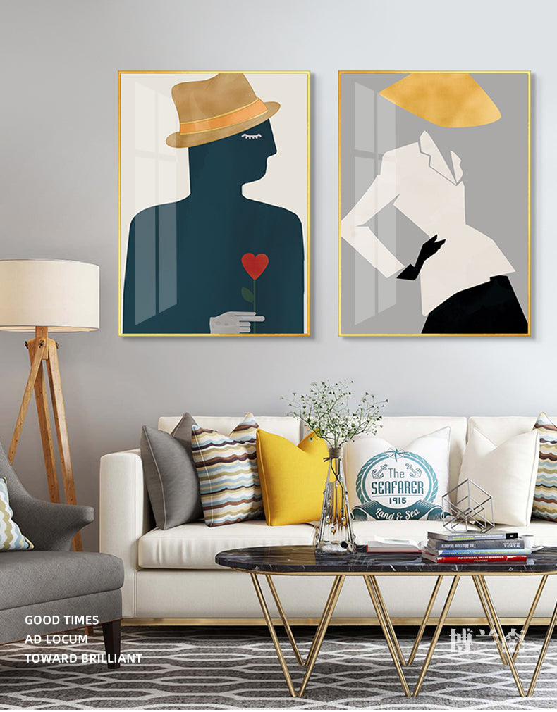 Women's fashion abstract decorative painting bar women's shop two-piece hanging painting bedroom bedside corridor background wall painting