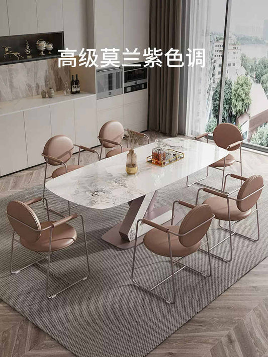 Italian light luxury imported rock plate table modern simple designer inspiration creative rectangular LV letter table