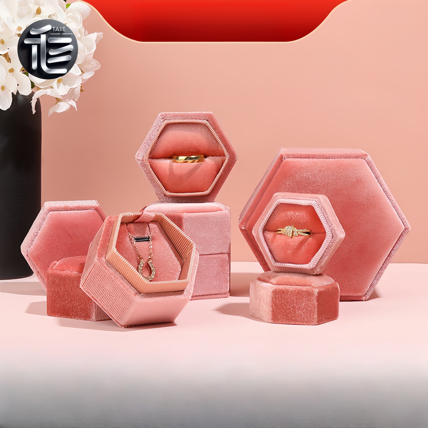 Custom Jewelry Box for Small Business,Velvet Jewelry Box – Premium Ring & Necklace Gift Box for Women, Elegant Wedding Engagement Present