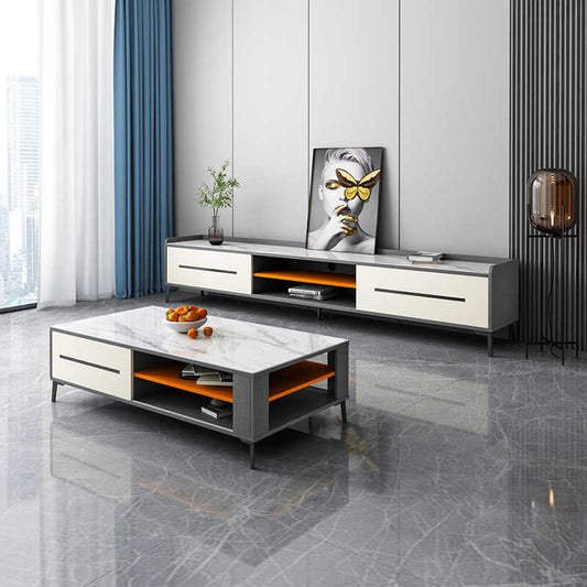 Italian very simple rock panel coffee table TV cabinet small apartment simple light luxury modern living room