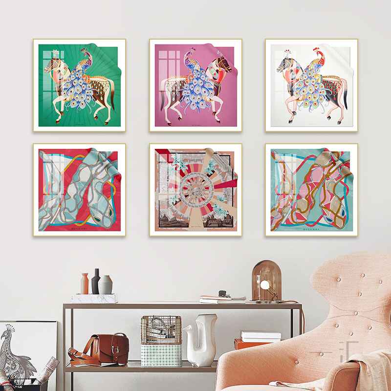 Silk hanging painting treasure modern Geri light luxury hotel model room porch decorative painting sofa floor painting