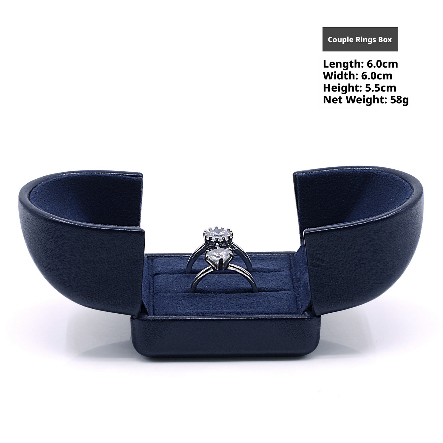 5pcs Navy Velvet Engagement Ring Box, Double Slot Proposal Case, Unique Double-Wing Jewelry Holder