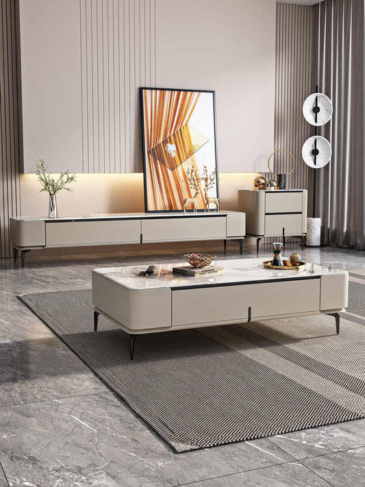 Italian light luxury microcrystal coffee table TV cabinet living room home size apartment coffee table advanced sense