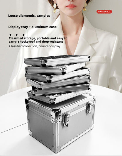 Lightweight Aluminum Tray with Clear Plastic Gemstone Box – Velvet-Flocked Sponge Insert,