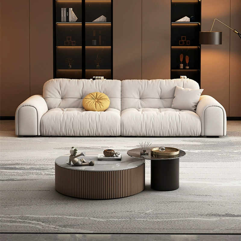 Cream sand hair small apartment modern simple light luxury French straight row three anti-cat scratch fabric sofa combination