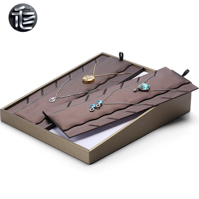 Inclined Jewelry Display Tray: Rings, Earrings, Necklaces, Pendants – Dual Position Stand