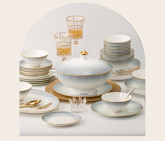 Underglaze color Jingdezhen ceramic tableware set bone China housewarming light luxury bowl dish dish set home