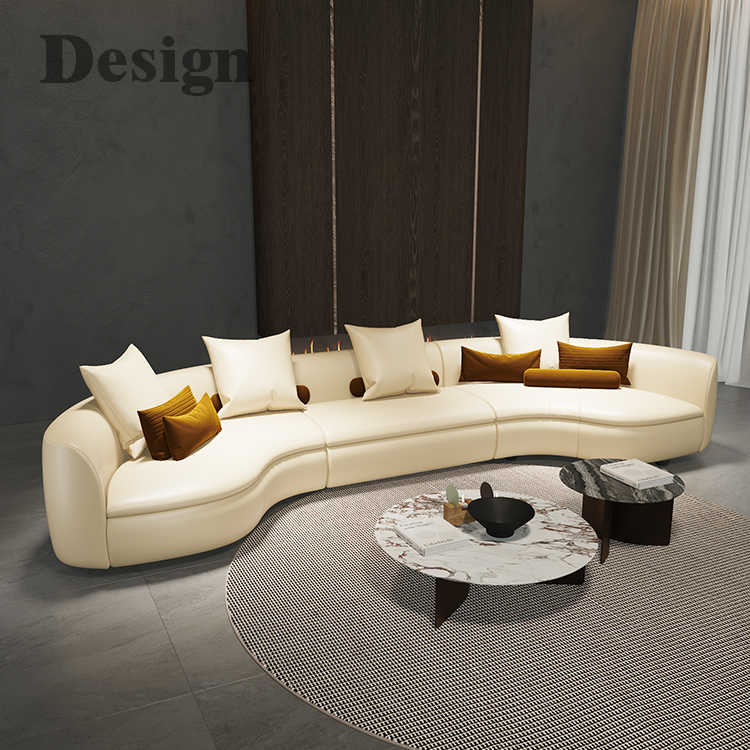 Italian light luxury creative curved corner semi-circle combination leather sofa living room high-grade reception size villa