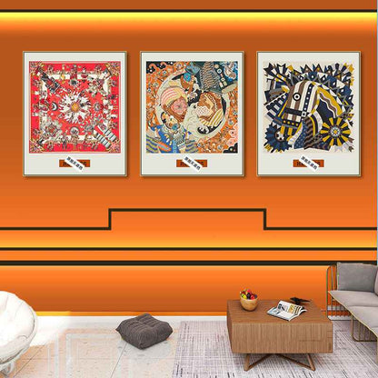 Love code silk scarf hanging painting light luxury high-end living room porch decorative painting European restaurant sofa background wall floor painting