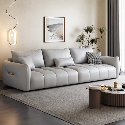 Italian light luxury waterproof cow skin baby velvet fabric art living room corner simple three or four people straight row combination sofa