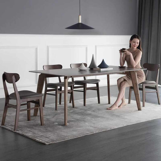 Nordic light luxury solid wood dining table simple modern dining table