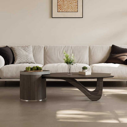 Designer shaped black walnut veneer tea table small apartment living room modern advanced sense wabi Sabi wind creative tea table