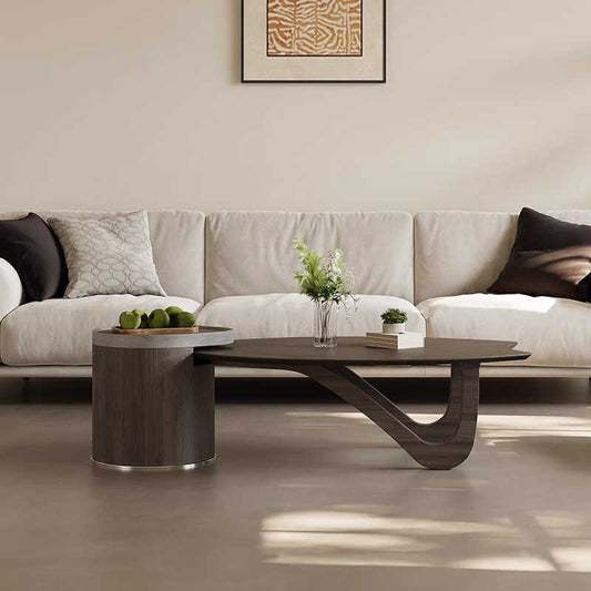 Designer shaped black walnut veneer tea table small apartment living room modern advanced sense wabi Sabi wind creative tea table