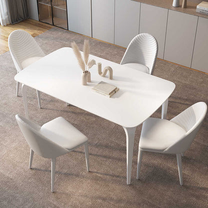 Cream wind light luxury rock table combination of modern simple retractable round folding home rectangular dining table and chair