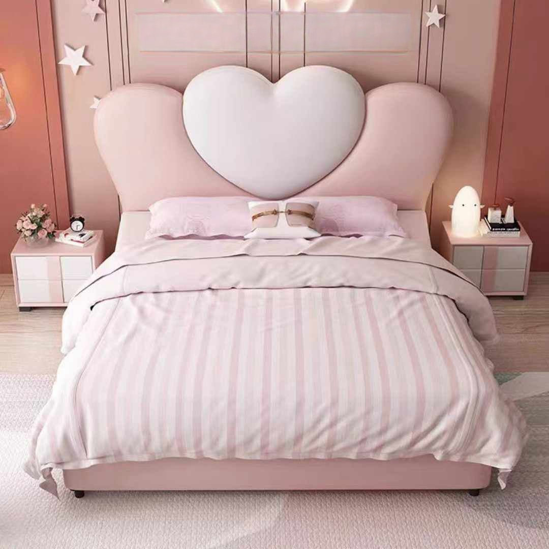 Princess bed girl pink bed modern simple girl bedroom creative net celebrity children's bed girl love solid wood bed