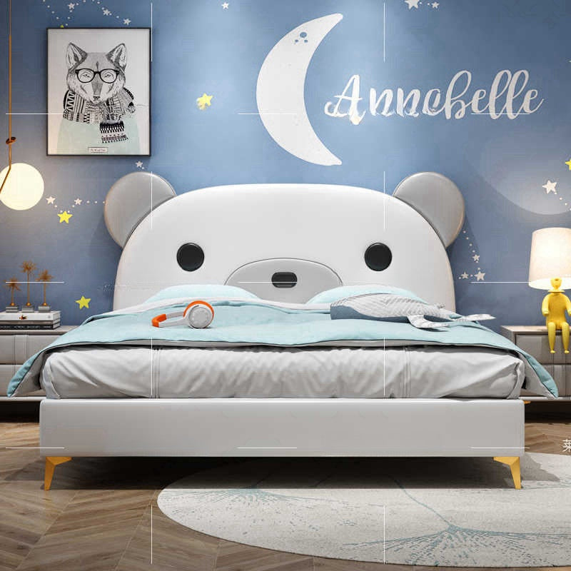 Light luxury creative Panda leather bed Children's bed Boy teenage bedroom Nordic girl Princess bed furniture set