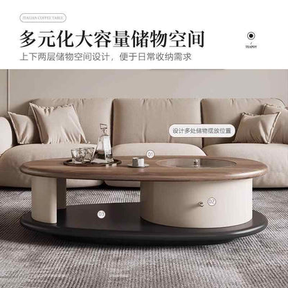 Italian minimalist retro home living room size solid wood ancient style simple modern senior oval coffee table