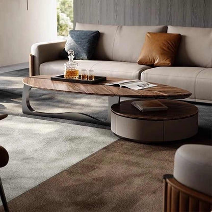 Light luxury coffee table designer high-end living room coffee table walnut shaped coffee table with drawer home