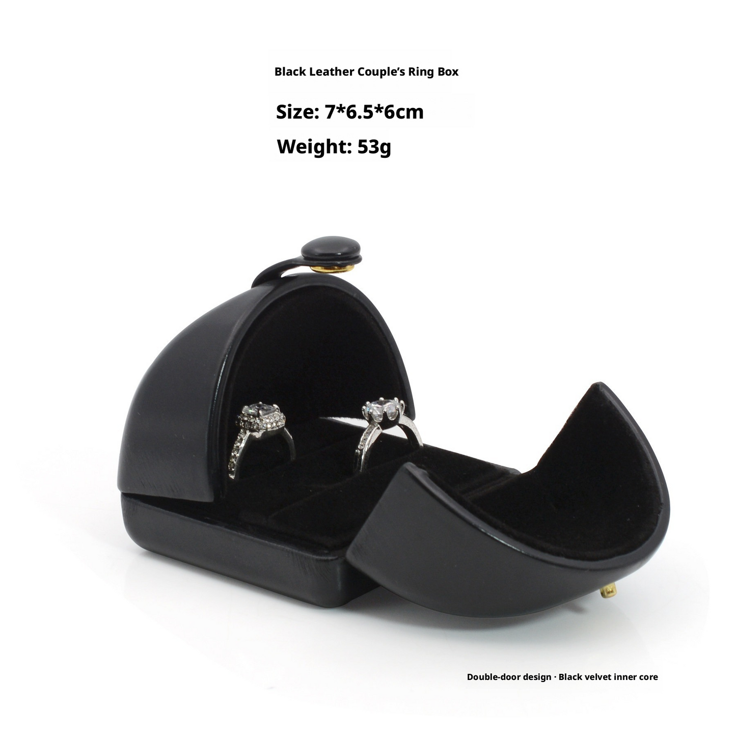 5PCS Black PU Leather Snap Jewelry Box, Faux Leather Ring Earring Bangle Pendant Case