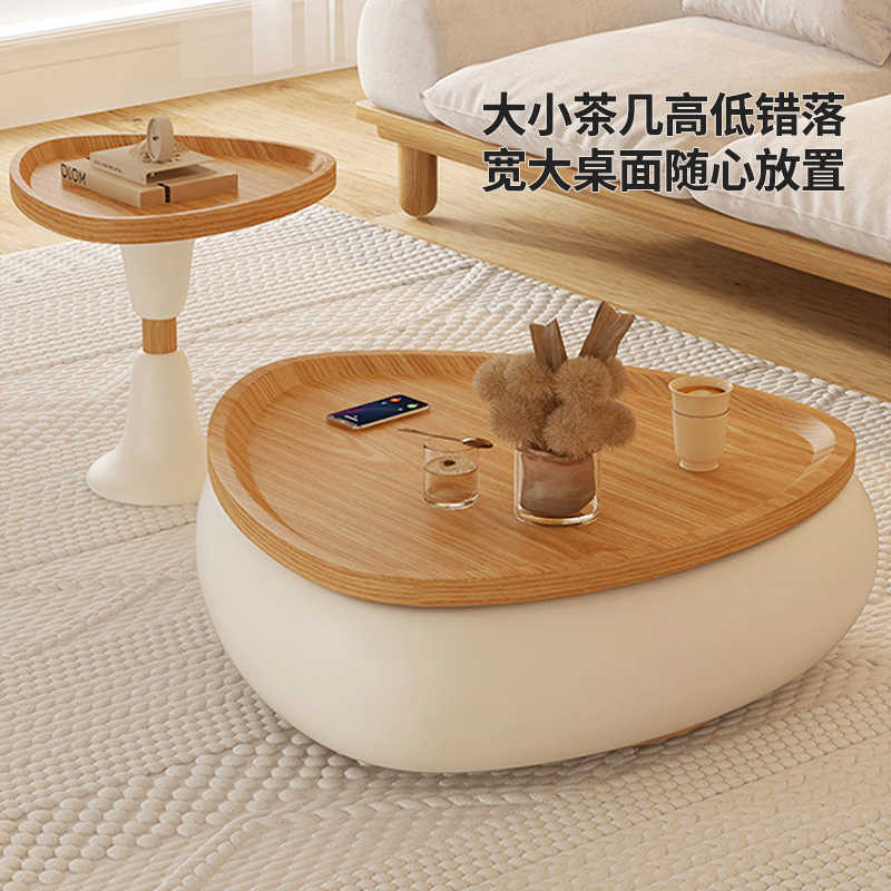 Cream wind round size coffee table combination home designer small house log wind living room