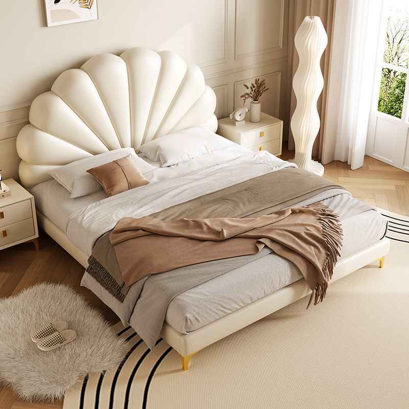 Leather bed Double 1.8x2m modern simple net red 1.5m petal bed Princess wind Master bedroom Queen bed