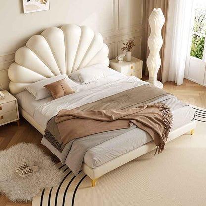 Leather bed Double 1.8x2m modern simple net red 1.5m petal bed Princess wind Master bedroom Queen bed