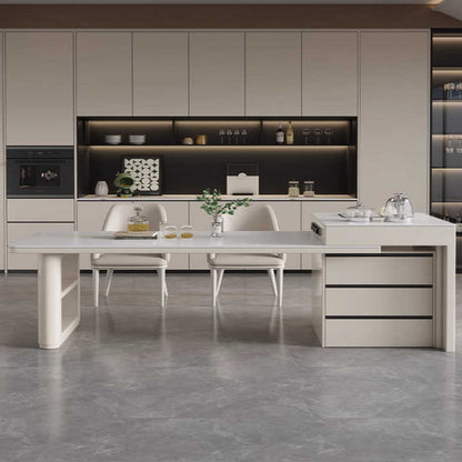 Cream wind island table integrated retractable light luxury family small apartment advanced island table integrated multi-function